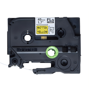 Taśma Brother FLe-6511 45 x 21 mm / flagi / żółta / czarny nadruk / do drukarki etykiet Brother P-touch 