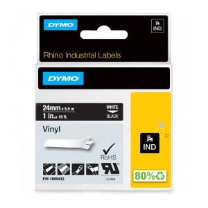 Taśma winylowa DYMO Rhino 1805432 24 mm x 5,5 m / czarna / biały nadruk / do drukarek DYMO D1 