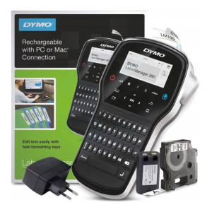 Drukarka etykiet DYMO LabelManager 280 180 dpi / do 12 mm / PC / Mac / USB / z 2 szt. taśm D1 i walizką w zestawie 