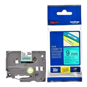 Taśma Brother TZe-721 9 mm x 8 m / zielona / czarny nadruk / do drukarek Brother P-touch