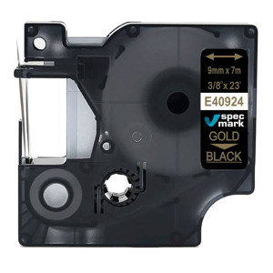 Taśma Specmark D1-40924 9 mm x 7 m / czarna / złoty nadruk / do drukarek DYMO D1
