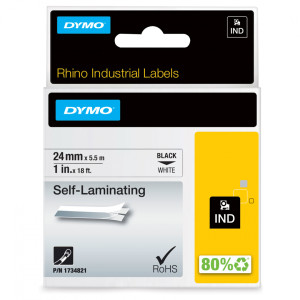 Oryginalna taśma samolaminująca DYMO Rhino 1734821 24mm x 5.5m biała/czarny nadruk S0773860