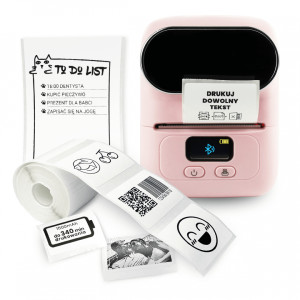 Mini drukarka etykiet Phomemo M110 różowa 203 dpi / do 50 mm / PC / Mac / Smartfon / BT / USB 