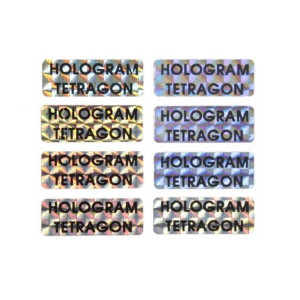Etykieta plomba hologram Specmark 40 x 12 mm 250 szt. / tetragon / wielokolorowa / czarny nadruk / gilza fi40 