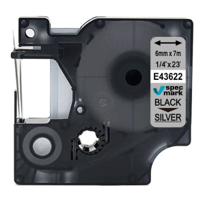 Taśma Specmark D1-43622 6 mm x 7 m / srebrna / czarny nadruk / do drukarek DYMO D1
