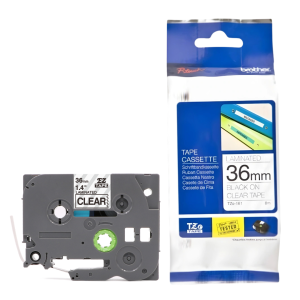Taśma Brother TZe-161 36 mm x 8 m / przezroczysta / czarny nadruk / do drukarek Brother P-touch