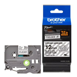 Taśma Brother TZe-S131 12 mm x 8 m / przezroczysta / czarny nadruk / mocny klej / do drukarek Brother P-touch