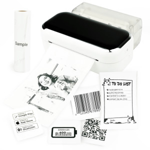 Mini drukarka etykiet Phomemo M03 biała 203 dpi / do 80 mm / PC / Smartfon / BT 