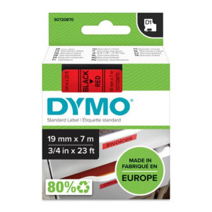 Taśma DYMO D1-45807 19 mm x 7 m / czerwona / czarny nadruk / do drukarek DYMO D1 