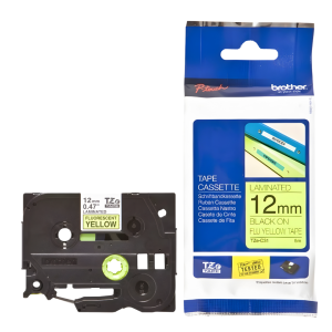 Taśma Brother TZe-C31 12 mm x 5 m / fluorescencyjna / żółta / czarny nadruk / do drukarek Brother P-touch
