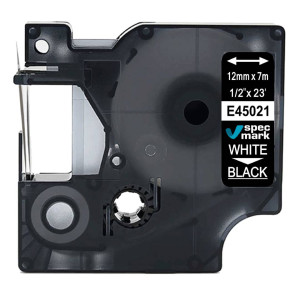 Taśma Specmark D1-45021 12 mm x 7 m / czarna / biały nadruk / do drukarek DYMO D1
