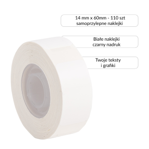 Etykiety Phomemo DP1460-110 14 x 30 mm 110 szt. / papierowe / przezroczyste / czarny nadruk / do drukarki D30 