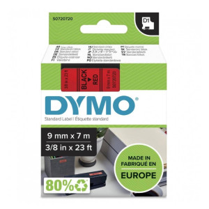 Taśma DYMO D1-40917 9 mm x 7 m / czerwona / czarny nadruk / do drukarek DYMO D1 