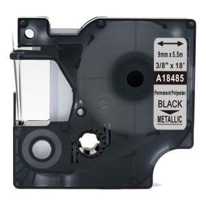 Taśma poliestrowa Specmark Rhino 18485 9 mm x 5,5 m / metaliczna / czarny nadruk / do drukarek DYMO D1