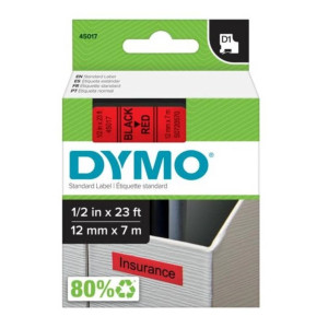 Taśma DYMO D1-45017 12 mm x 7 m / czerwona / czarny nadruk / do drukarek DYMO D1 