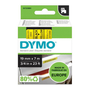 Taśma DYMO D1-45808 19 mm x 7 m / żółta / czarny nadruk / do drukarek DYMO D1 
