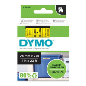 Taśma DYMO D1-53718 24 mm x 7 m / żółta / czarny nadruk / do drukarek DYMO D1 