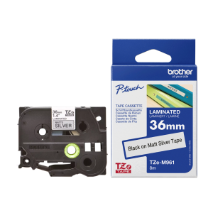 Taśma Brother TZe-M961 36 mm x 8 m / srebrna / czarny nadruk / do drukarek Brother P-touch