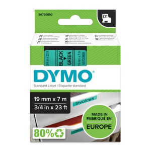 Taśma DYMO D1-45809 19 mm x 7 m / zielona / czarny nadruk / do drukarek DYMO D1 