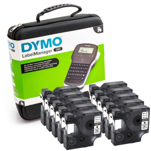 Drukarka etykiet DYMO LabelManager 280 180 dpi / do 12 mm / PC / Mac / USB / z 10 szt. taśm D1 i walizką w zestawie 