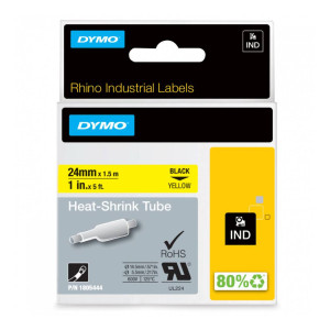 Rurka termokurczliwa DYMO Rhino 1805444 24 mm x 1,5 m / żółta / czarny nadruk / do drukarek DYMO D1 