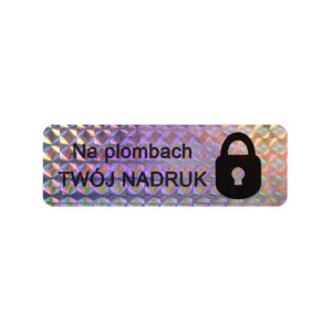 Etykieta plomba hologram Specmark 20 x 10 mm 250 szt. / tetragon / wielokolorowa / czarny nadruk / gilza fi40 