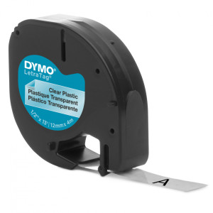 Taśma DYMO LetraTag 12267 12 mm x 4 m / przezroczysta / czarny nadruk / do drukarek DYMO LT 