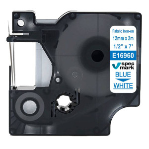 Taśma Specmark D1-16960 12 mm x 2 m / biała/ niebieski nadruk / prasowanka / do drukarek DYMO D1