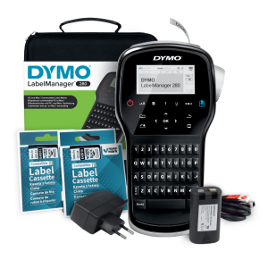 Drukarka etykiet DYMO LabelManager 280 180 dpi / do 12 mm / PC / Mac / USB / z 2 szt. taśm D1 i walizką w zestawie 