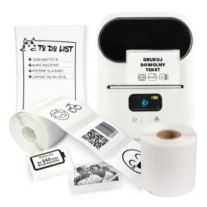 Mini drukarka etykiet Phomemo M110 biała 203dpi 203 dpi / do 50 mm / PC / Mac / Smartfon / BT / USB / z 2 szt. rolek etykiet w zestawie 