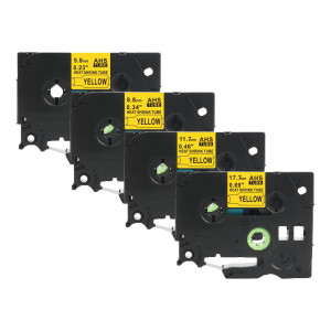 Rurki termokurczliwe Specmark HSe 6-18 mm 1,5 m / żółte / czarny nadruk / do drukarek Brother PT / zestaw 4 szt. 