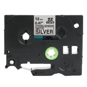 Taśma Specmark TZe-SM931 12 mm x 8 m / matowa srebrna / czarny nadruk / mocny klej / do drukarek Brother P-touch