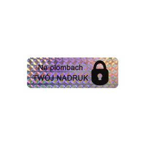 Etykieta plomba hologram Specmark 45 x 18 mm 250 szt. / tetragon / wielokolorowa / czarny nadruk / gilza fi40 