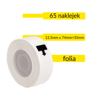 Etykiety Phomemo DCXL 12,5 mm x 74 mm - 35 mm 65 szt. / papierowe / jubilerskie / żółte / czarny nadruk / do drukarki D30S 