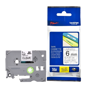 Taśma Brother TZe-111 6 mm x 8 m / przezroczysta / czarny nadruk / do drukarek Brother P-touch