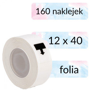 Etykiety Phomemo DP1240-160N 12 x 40 mm 160 szt. / papierowe / pastelowy wzór akwarela / czarny nadruk / mocny klej / do drukarki D30 