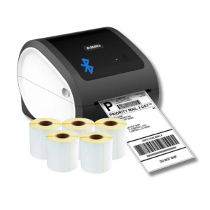 Drukarka etykiet AIMO 6XL Pro 300 dpi / do 115 mm / PC / Mac / Smartfon / USB / BT / LAN / z 5 szt. rolek etykiet w zestawie 