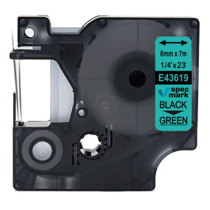 Taśma Specmark D1-43619 6 mm x 7 m / zielona / czarny nadruk / do drukarek DYMO D1