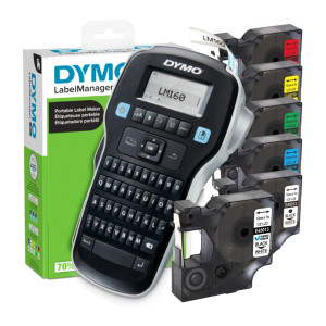Drukarka etykiet DYMO LabelManager 160 180 dpi / do 12 mm / z 5 szt. taśm D1 w zestawie 