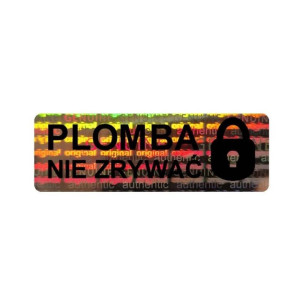 Etykieta plomba hologram Specmark 45 x 18 mm 250 szt. / original genuine / mocny klej / wielokolorowa / czarny nadruk / gilza fi40 