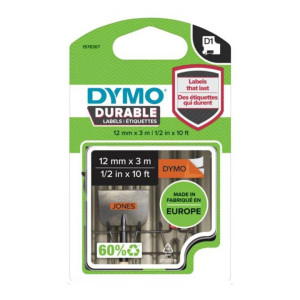 Taśma DYMO Durable D1-1978367 12 mm x 3 m / pomarańczowa / czarny nadruk / do drukarek DYMO D1 