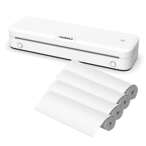 Przenośna drukarka A4 AIMO M831 300 dpi / do 210 mm / Smartfon / PC / Mac / BT / USB-C / z 4 rolkami papieru termicznego w zestawie 