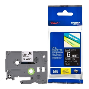 Taśma Brother TZe-315 6 mm x 8 m / czarna / biały nadruk / do drukarek Brother P-touch