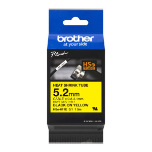 Rurka termokurczliwa Brother Hse-611E 5,2 mm x 1,5 m ø0,8 - 3,1 mm / żółta / czarny nadruk / do drukarek Brother P-touch 