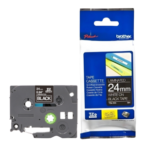 Taśma Brother TZe-355 24 mm x 8 m / czarna / biały nadruk / do drukarek Brother P-touch