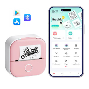 Mini drukarka etykiet Phomemo T02 jasnoróżowa 203 dpi / do 50 mm / Smartfon / BT