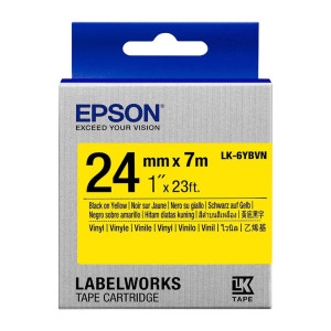Taśma Epson LK-6YBVN 24 mm x 7 m / żółta / winylowa / do drukarek Epson LabelWorks 