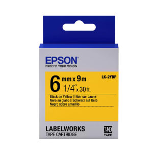 Taśma Epson LK-2YBP 6 mm x 9 m / żółta / do drukarek Epson LabelWorks 