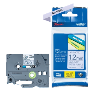 Taśma Brother TZe-MQF31 12 mm x 4 m / fioletowa / czarny nadruk / do drukarek Brother P-touch