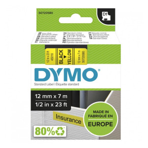 Taśma DYMO D1-45018 12 mm x 7 m / żółta / czarny nadruk / do drukarek DYMO D1 